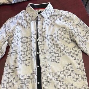 Stylish Black and White Patterned Men's Shirt